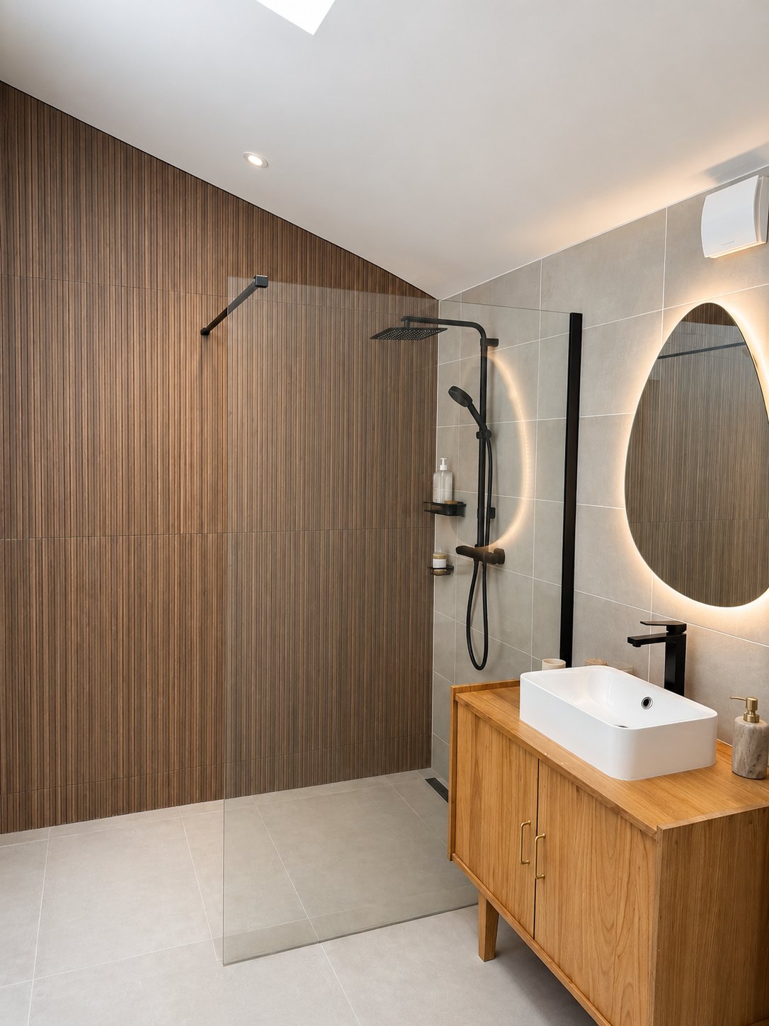 Décoration et aménagement d'une salle de bain avec douche à l'italienne dans une suite parentale